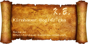 Kirnbauer Boglárka névjegykártya